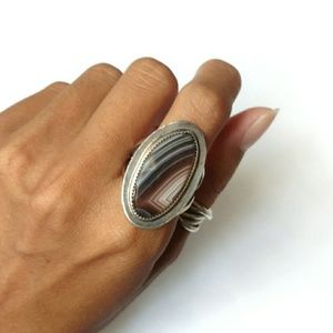 Jewelry - Vintage ring sterling silver Botswana agate stripe Jewelry - Vintage ring sterling silver Botswana agate stripe